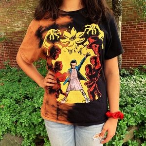 stranger things bleach dyed t shirt